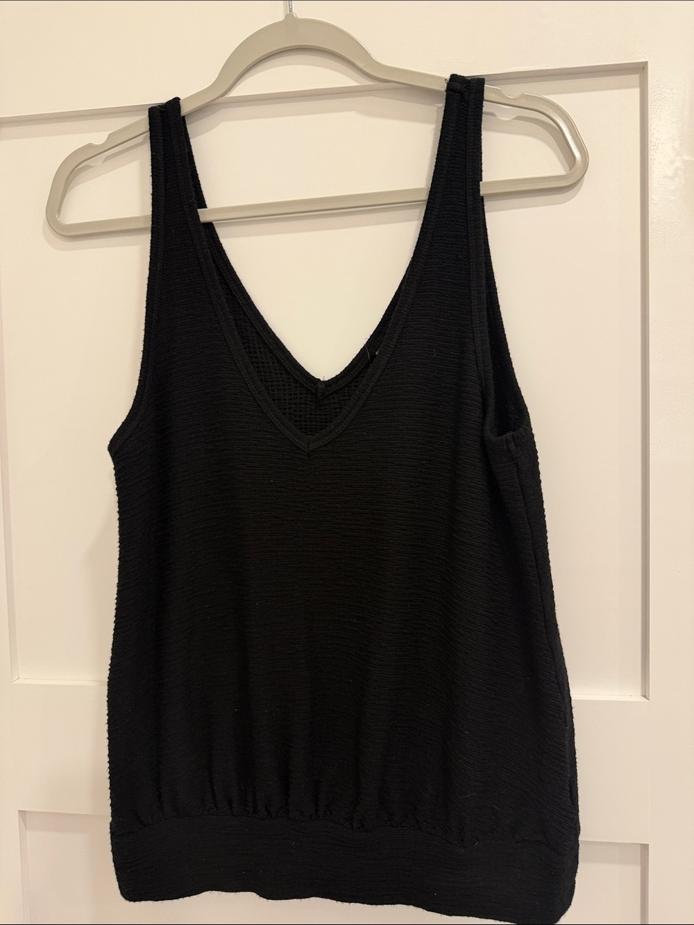 Anthropologie Black V-Neck Textured Tank Top